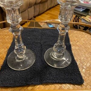 Pair of Clear Glass Candlestick Holders. Lead crystal candlesticks